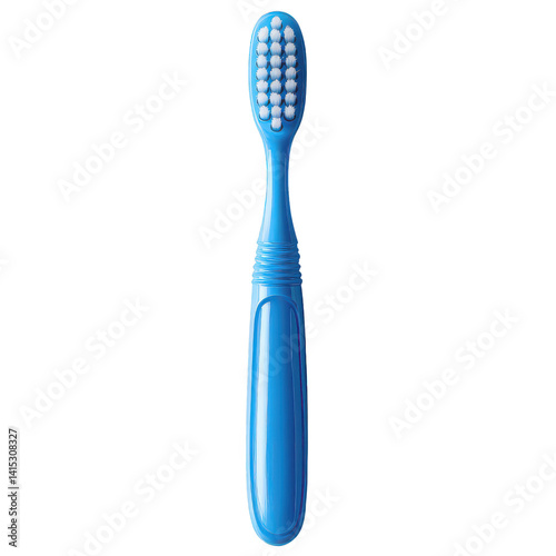 Stock photo of blue toothbrush for dental hygiene and oral care product on transparent background