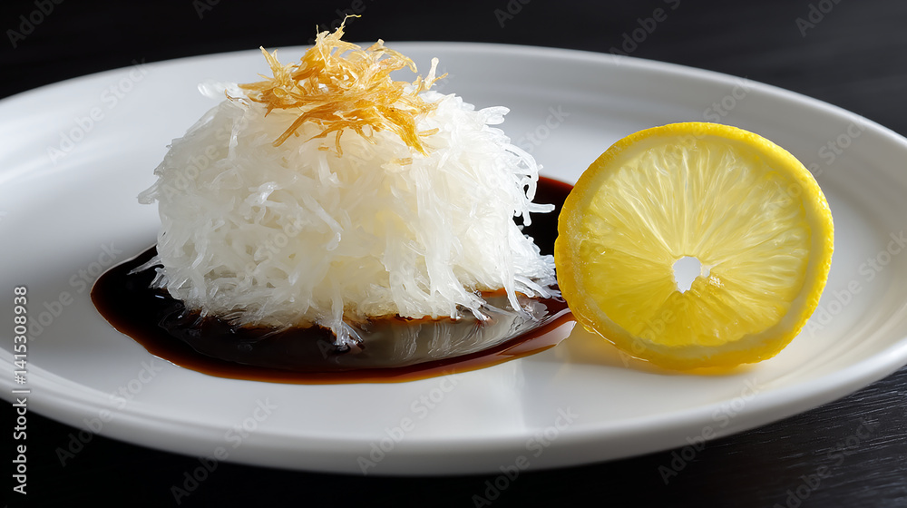 Grated daikon with soy sauce citrus wedge refreshing