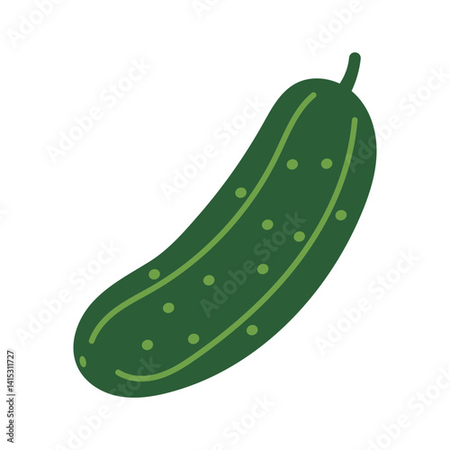 A green cucumber with white dots. It is a vegetable