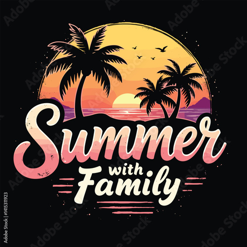 Typography summer with beech and sunset lover t-shirt design vector.