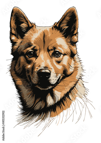 Finnish Spitz Dog Portrait Clipart
