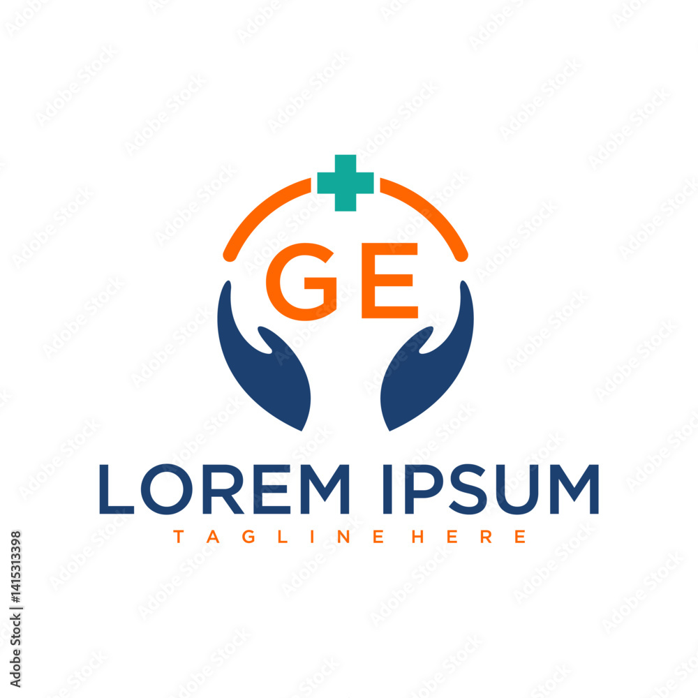 GE initial monogram for healthy medical logo with creative style design