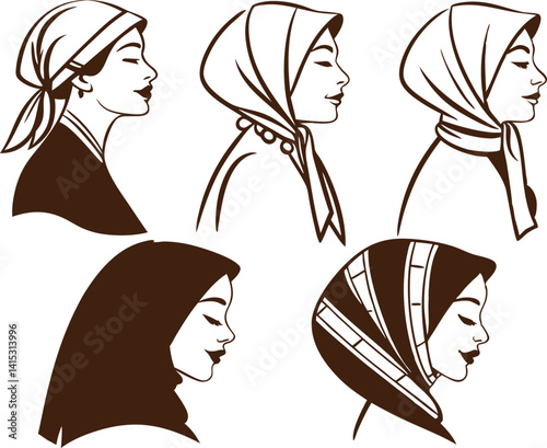 Elegant Profile Portraits of Women Wearing Hijabs