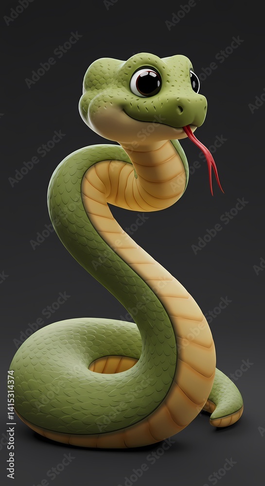 Fototapeta premium green snake on a white background