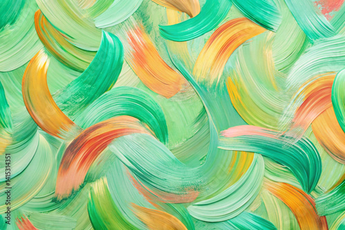 Pastel green with vibrant brush stroke swashes in random motion