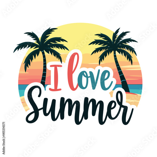 Typography summer with beech and sunset lover t-shirt design vector.