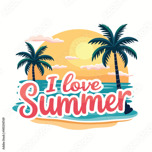 Typography summer with beech and sunset lover t-shirt design vector.