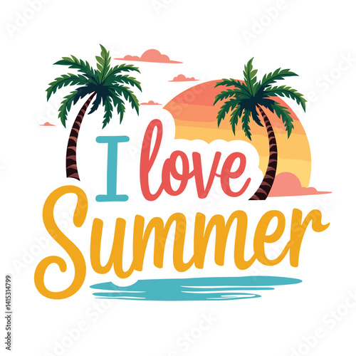 Typography summer with beech and sunset lover t-shirt design vector.