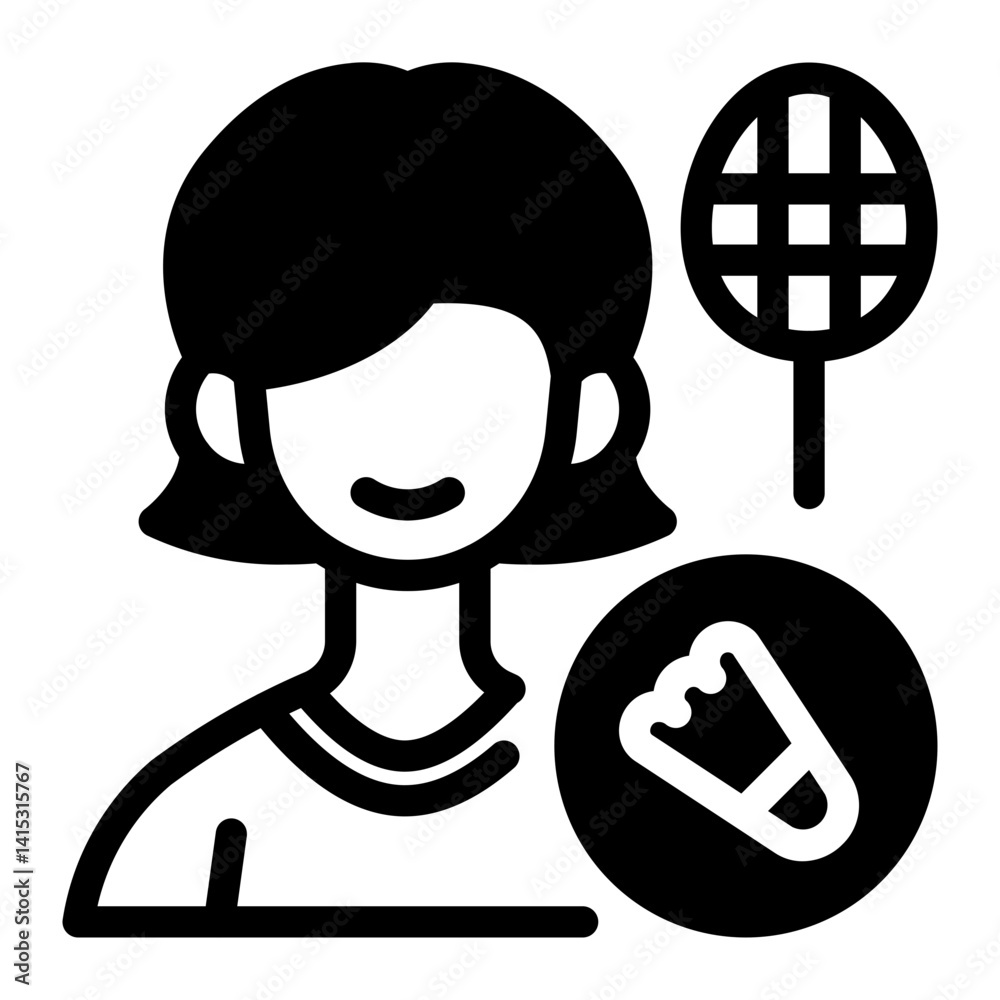 This Female Athlete icon is suitable for Badminton, Sport, etc This Female Athlete icon is suitable for Badminton, Sport, etc