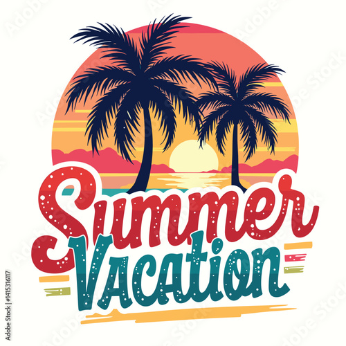 Typography summer with beech and sunset lover t-shirt design vector.