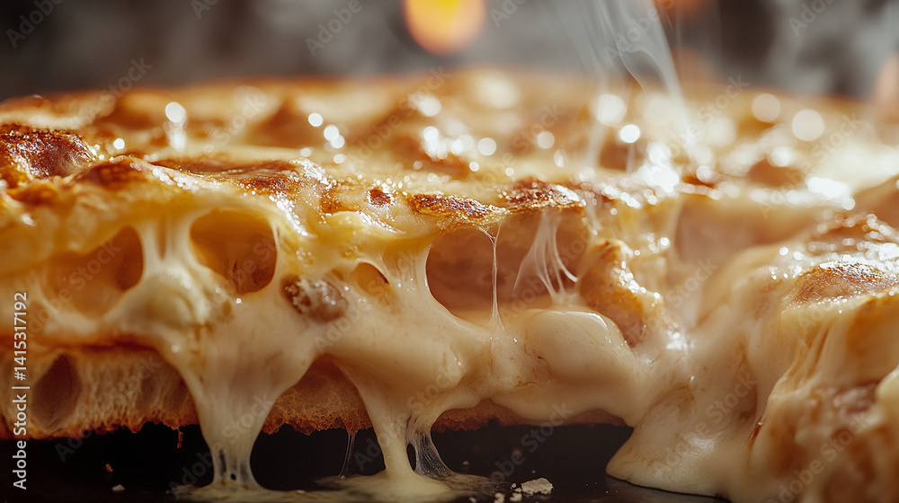 Grilled cheese pull moment macro shot