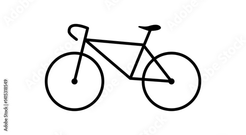 Black Bicycle Line Drawing – Transparent Background