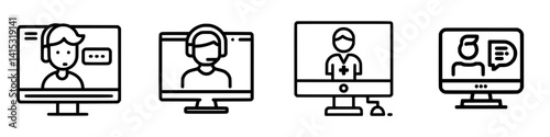 Vector illustration of various virtual communication methods and online interactions