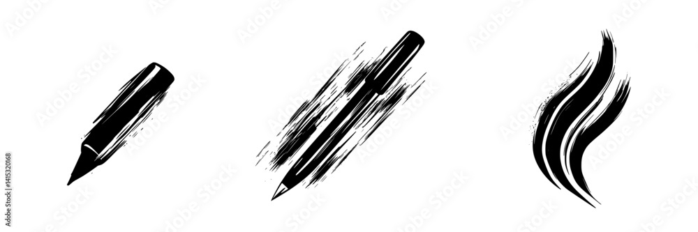 Vector illustration of writing tools and artistic elements showcasing creativity and expression Vector illustration of writing tools and artistic elements showcasing creativity and expression