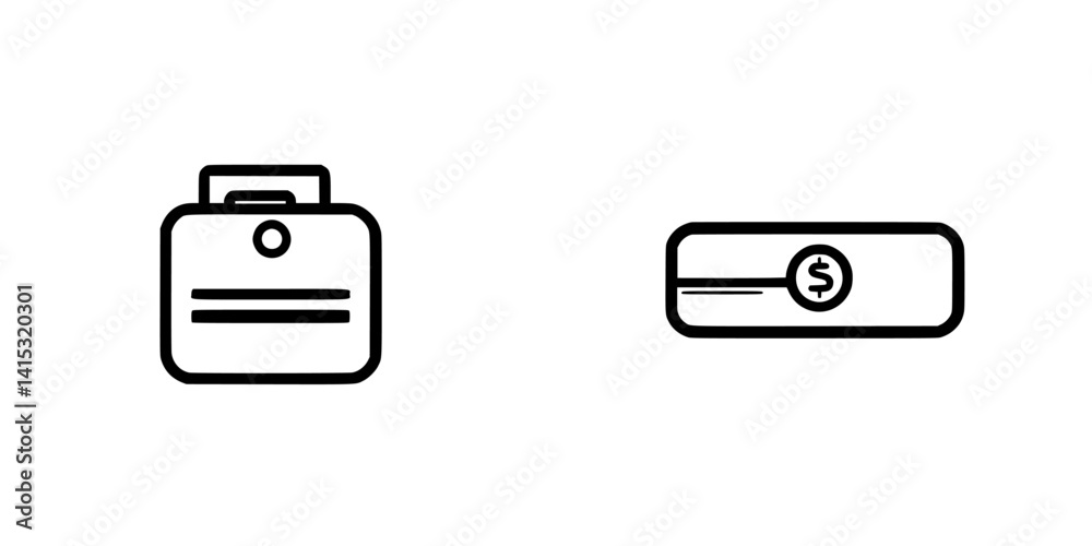 Vector illustration of a briefcase and wallet representing business and finance concepts for modern professionals Vector illustration of a briefcase and wallet representing business and finance concepts for modern professionals