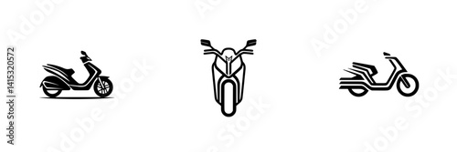 Vector illustration of motor scooters in various styles showcasing urban transportation options