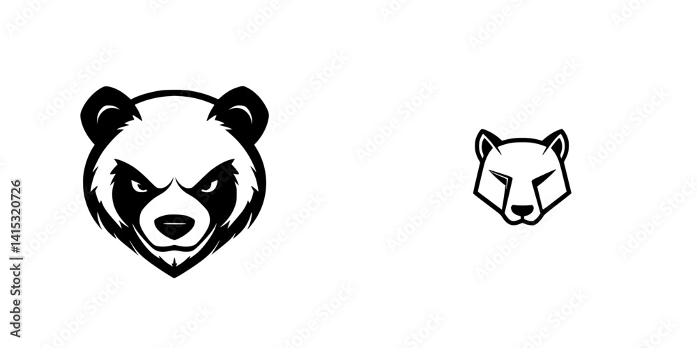 Vector illustration of a panda and a bear logo design featuring bold outlines and simplistic details for modern branding