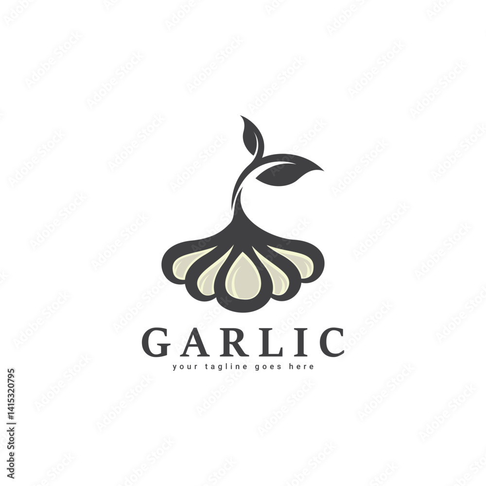 Obraz premium Garlic vector logo design concept illustration idea