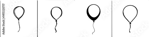 Vector illustration of a balloon being drawn step by step through a unique design process