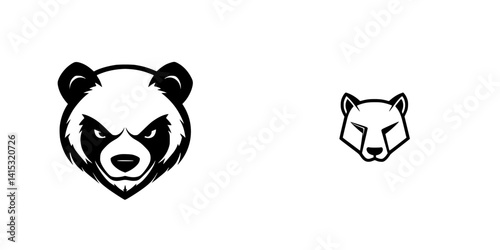 Obraz na płótnie Vector illustration of a panda and a bear logo design featuring bold outlines and simplistic details for modern branding w salonie