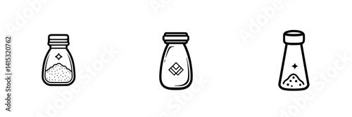 Vector illustration of various seasoning jars showcasing different designs and textures for culinary use