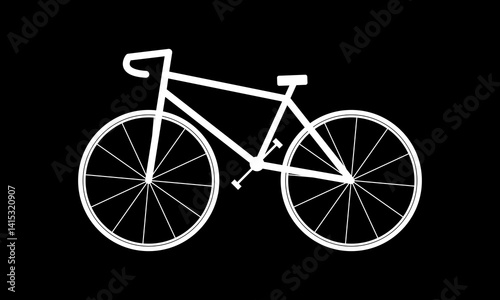 White Bicycle Outline on Black Background