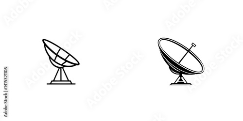 Vector illustration of satellite dishes showcasing communication technology in a modern setting