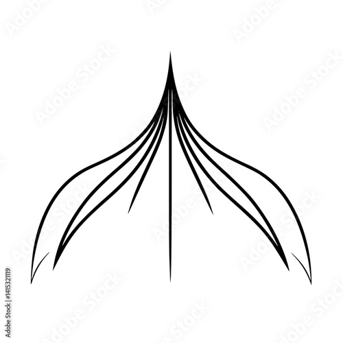 Vector illustration of a stylized geometric design with flowing lines and sharp angles
