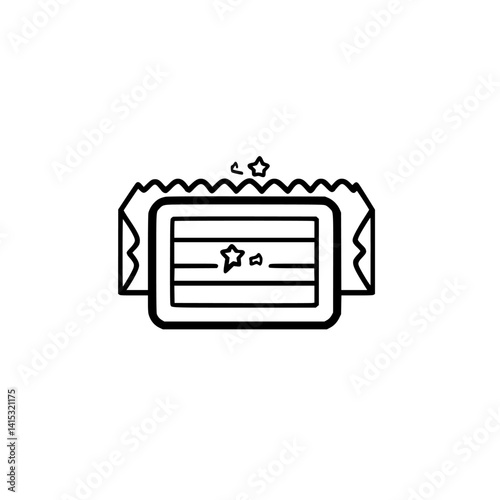 Vector illustration of a candy bar wrapper with decorative elements and a simple design suitable for various uses