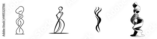 Elegant vector illustration of abstract human forms in various dynamic poses showcasing movement and creativity