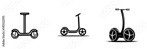 Vector illustration of various scooter designs featuring sleek lines and modern aesthetics