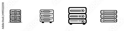 Multiple server icons representing data storage solutions in a minimalist vector design