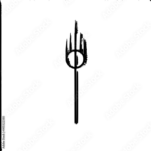 Vector illustration of a stylized pitchfork design with a unique eye motif for creative projects