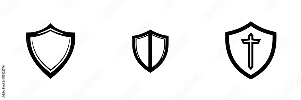 Vector illustration of shields with different designs for use in various contexts and themes Vector illustration of shields with different designs for use in various contexts and themes