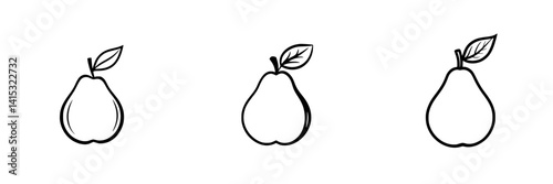 Simple vector illustration of three different pear designs with minimalist style and clean lines
