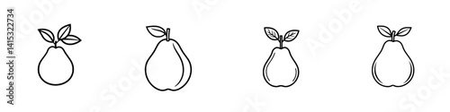 Vector illustration icon of pears with leaves showcasing different designs for creative projects and graphic design needs