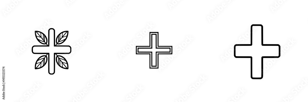 Vector illustration showing three distinct cross designs highlighting simplicity and symbolism in minimalist style Vector illustration showing three distinct cross designs highlighting simplicity and symbolism in minimalist style