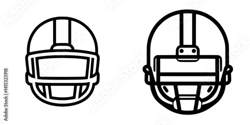 Vector illustration of two football helmets showcasing different angles and designs for sports graphics and branding purposes