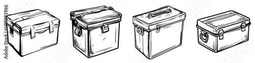 Vector illustration of multiple storage boxes designed for organizing various items efficiently at home or office