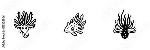 Unique vector illustration of different marine creatures showcasing their fascinating forms and characteristics
