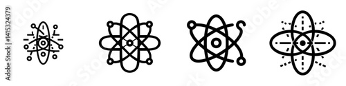 Vector illustration of atomic symbols representing science and research concepts in a modern style