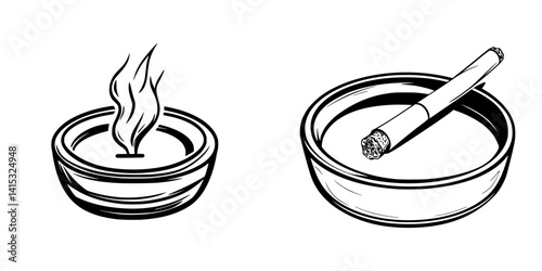 Illustration of a candle and ashtray with cigarette, showcasing a serene atmosphere of relaxation and reflection in a cozy space