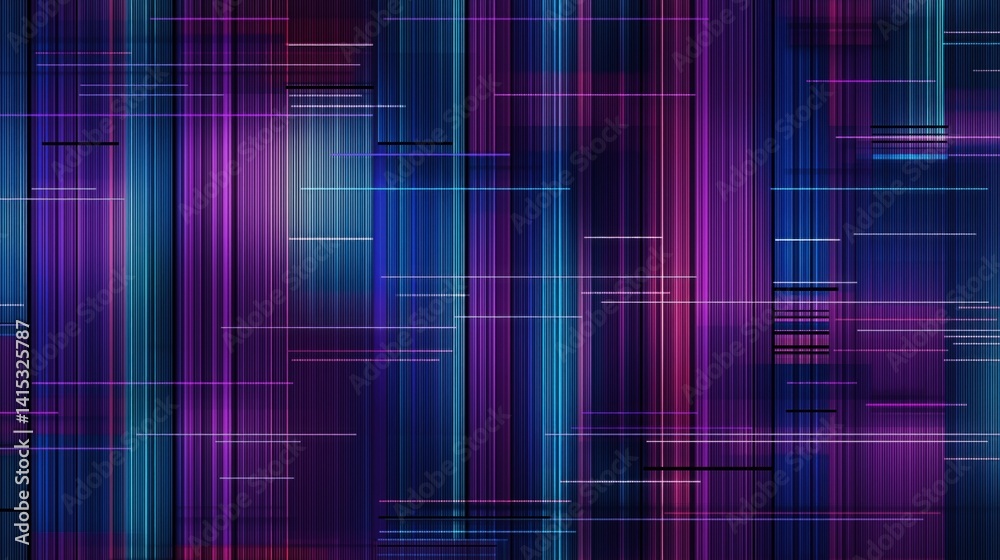 Digital abstract background featuring vibrant lines in purple, blue, and cyan colors for creative design projects.