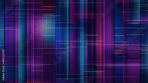 Obraz na płótnie Digital abstract background featuring vibrant lines in purple, blue, and cyan colors for creative design projects. w salonie