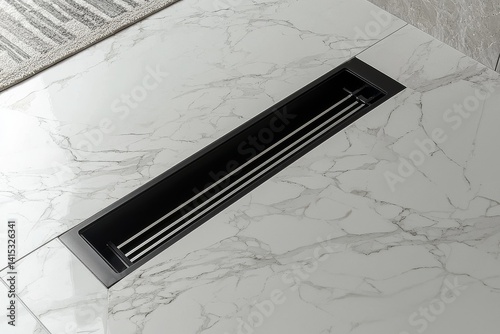 Black Linear Vent on Marble Floor
