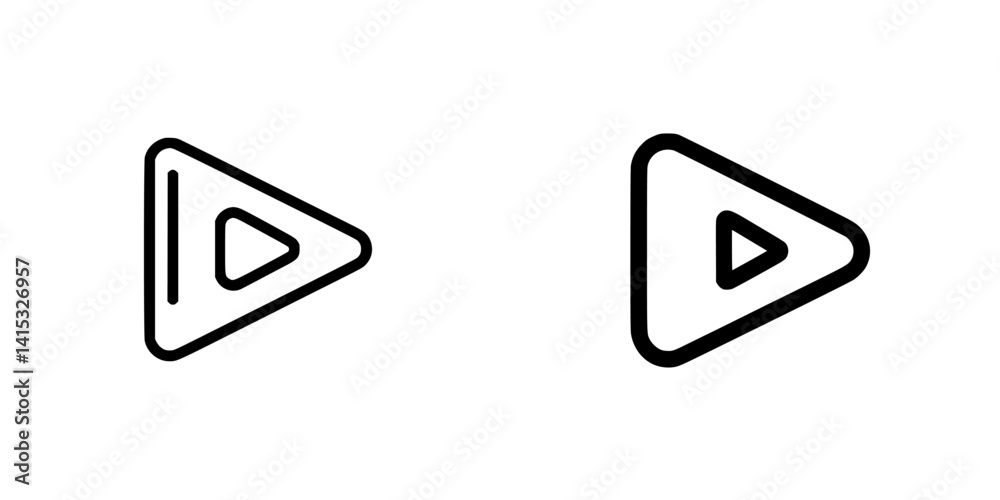 Vector illustration icons of play buttons in various styles for digital applications and media projects Vector illustration icons of play buttons in various styles for digital applications and media projects