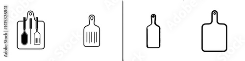 Vector illustration of kitchen utensils and cutting boards for culinary design and cooking activities