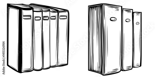 Vector illustration of books representing different sizes and styles for educational or literary themes