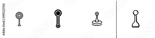 Vector illustration icons depicting various types of levers and handles in a simple design suitable for mechanical concepts