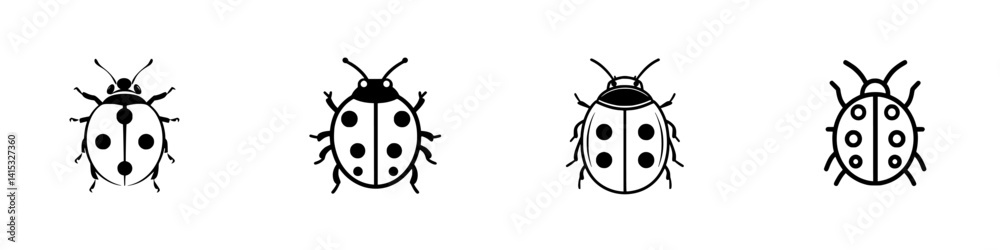 Various vector illustrations of ladybug icons showcasing unique designs and characteristics for diverse applications Various vector illustrations of ladybug icons showcasing unique designs and characteristics for diverse applications